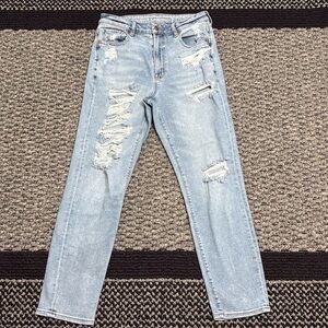 American Eagle Jeans Women’s Size 6 Mom Jean Distressed Thrashed Stretch Y2K